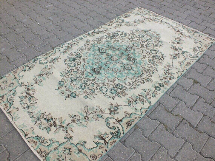 3X6FT VINTAGE WOOL RUG AREA FARMHOUSE TURKISH TRIBAL ORIENTAL OUSHAK Geometric