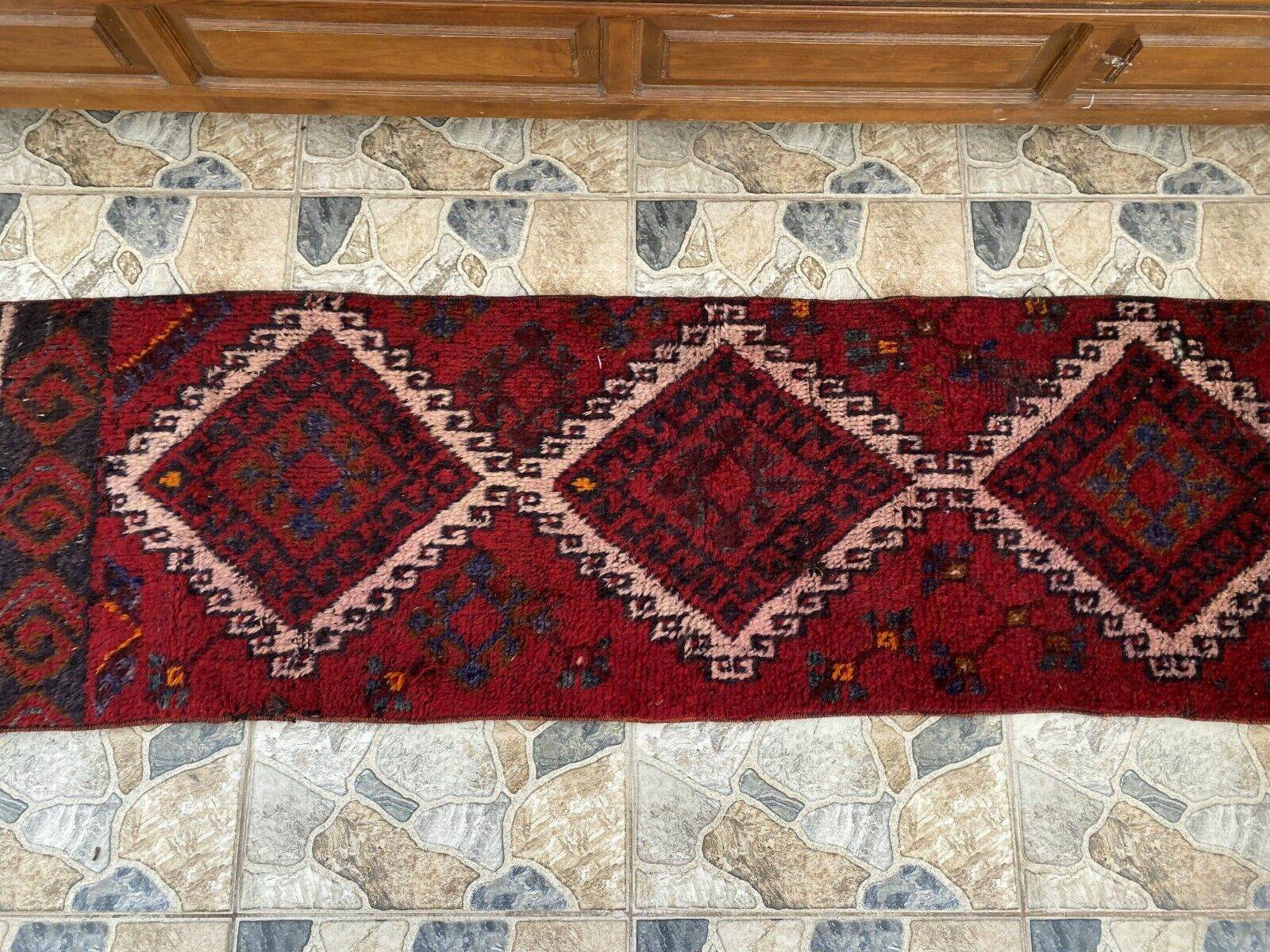 Vintage Kurdish Wool Runner, 1970s Handwoven TribalTurkish Red Rug 1'9'' x 5'6''