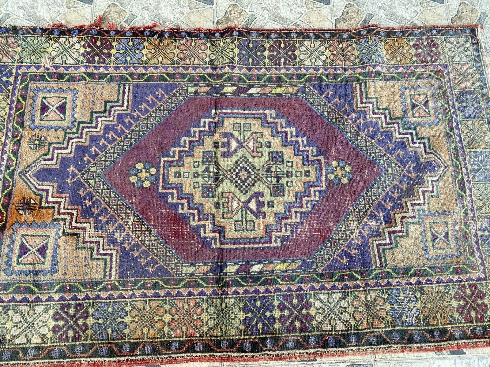 Handmade Turkish Vintage Rug | 1970s Tribal Wool Farmhouse Antique Area Carpet