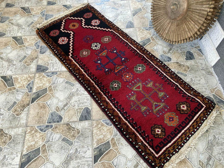 Pre 1970’s ANTIQUE KURDISH FARMHOUSE RUG - GEOMETRIC TRIBAL TURKISH VINTAGE