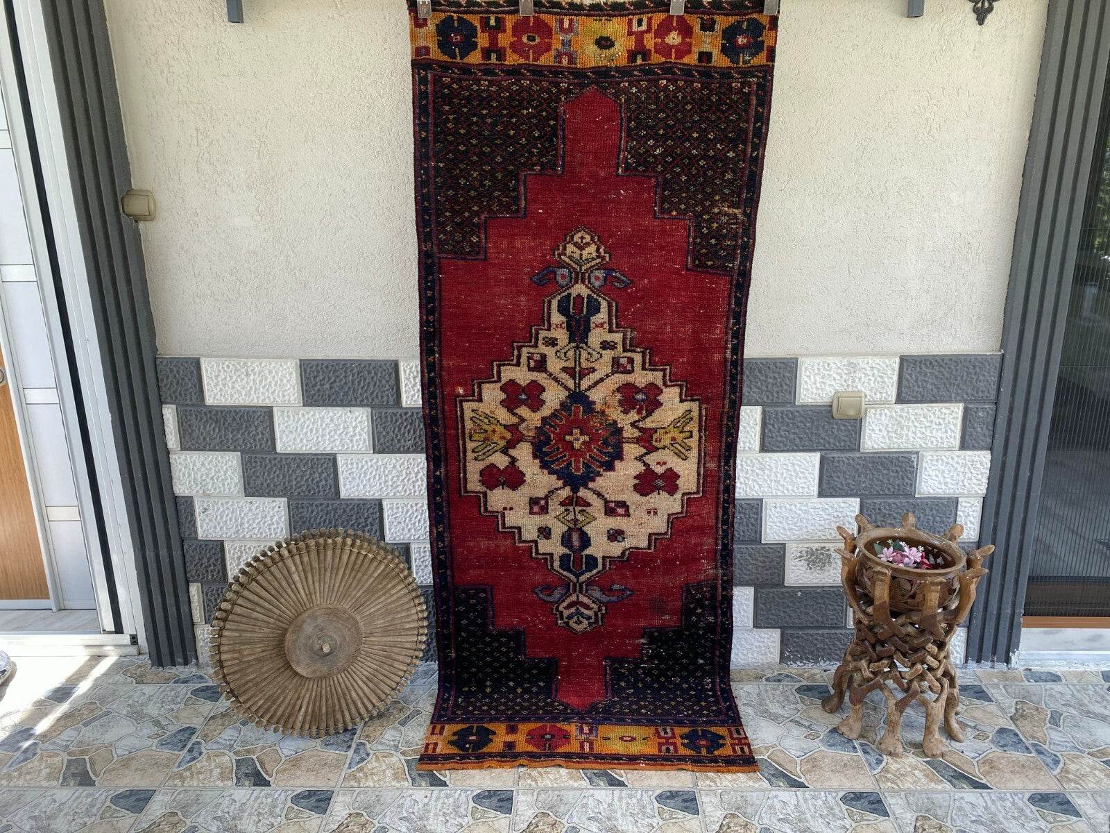 Vintage Turkish Anatolian Rug | 3 x 7.15 ft | Farmhouse Hand-Knotted Wool Carpet