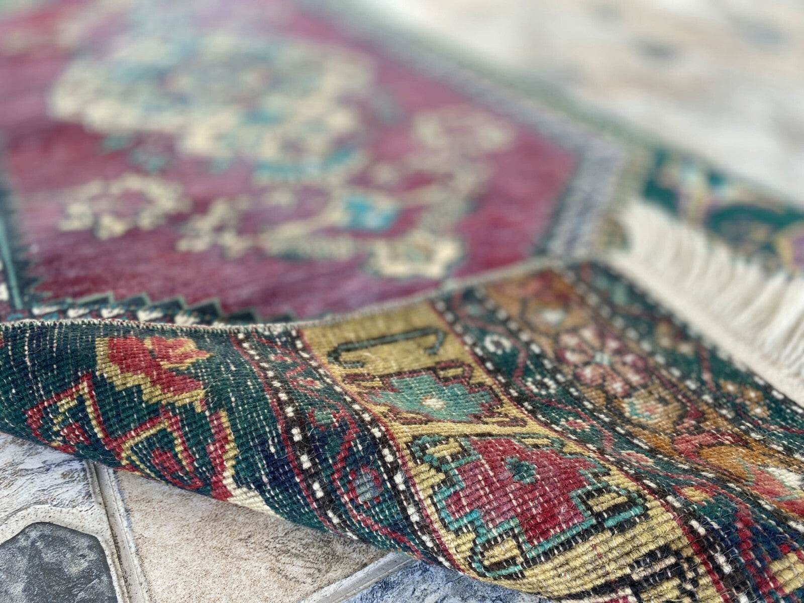 Handmade Turkish Vintage Rug | 1960s Tribal Wool Farmhouse Antique Runner Carpet