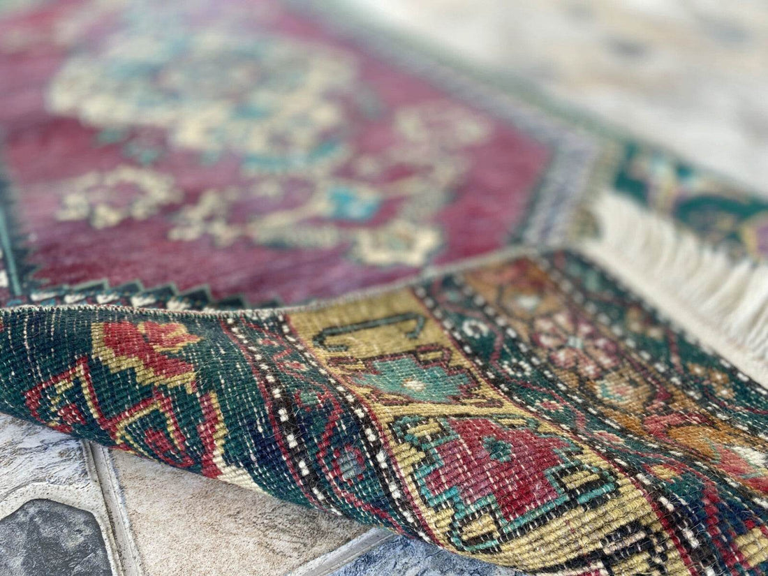 Handmade Turkish Vintage Rug | 1960s Tribal Wool Farmhouse Antique Runner Carpet