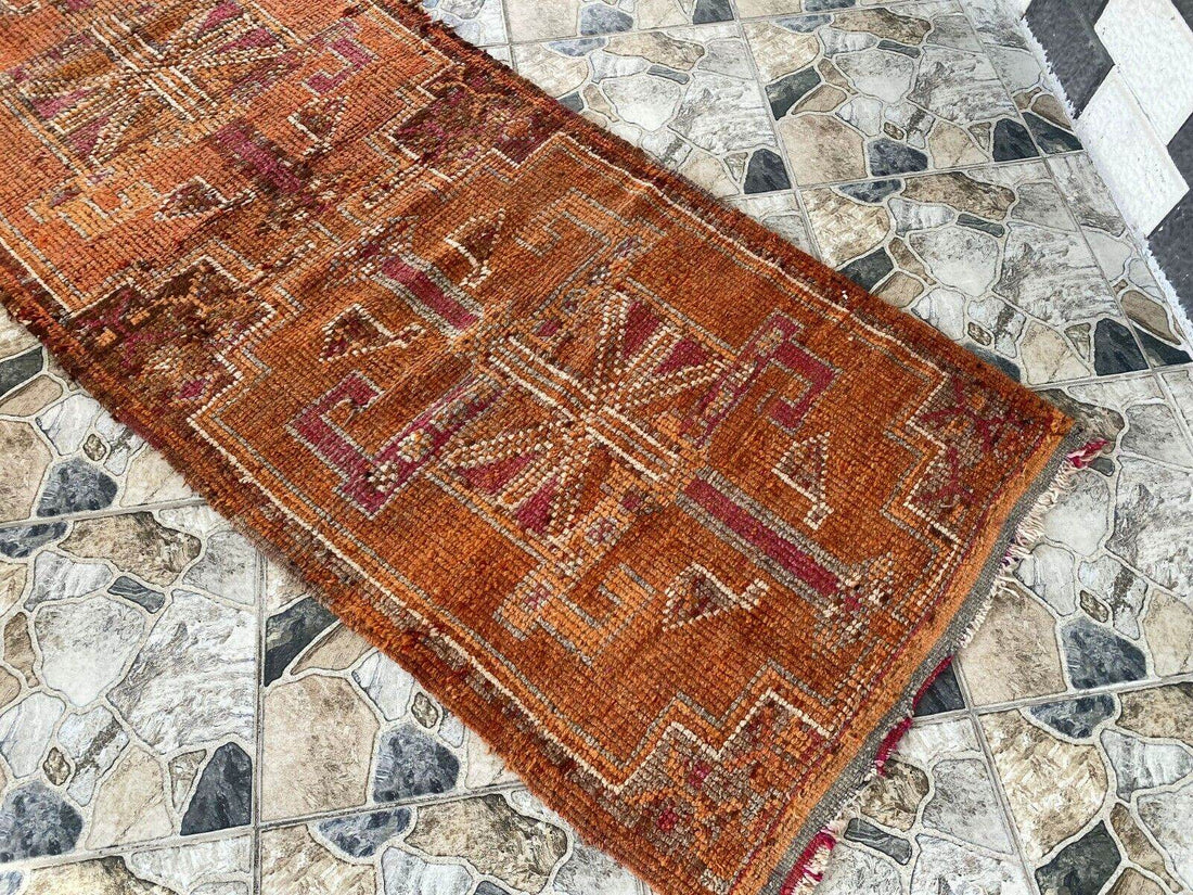 Vintage Kurdish Rug | Tribal Hand-knotted Wool Farmhouse Herki Antique 3 x 11 ft