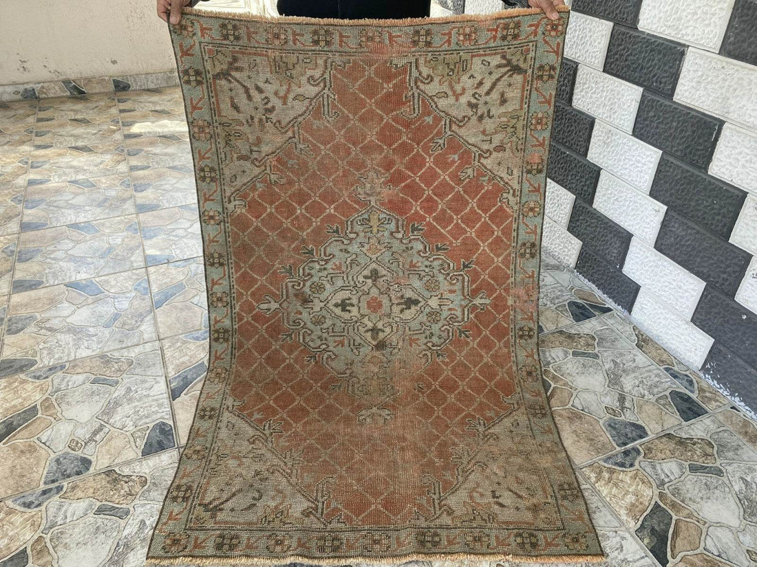 Vintage Turkish Oushak Rug | Anatolian Antique Brown Hand-Knotted Wool Area Rug