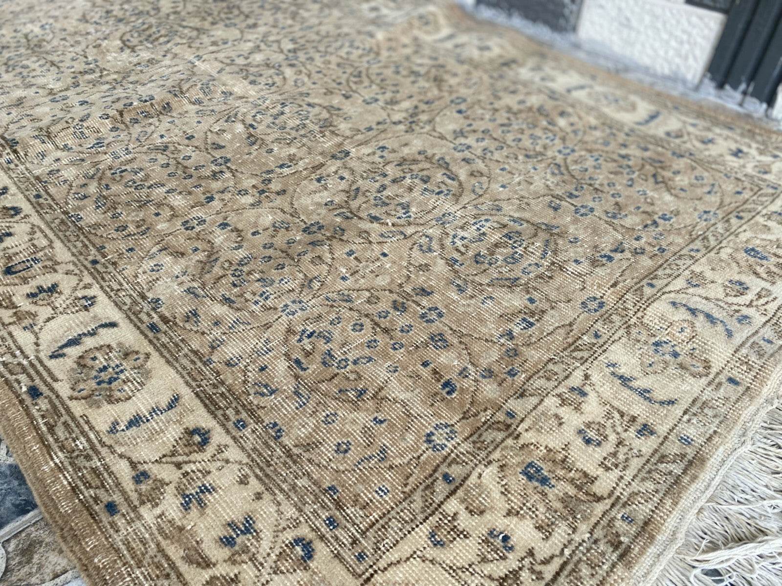 Vintage Turkish Rug | Anatolian Antique Wool Farmhouse Handmade Carpet 3.7x6.6ft