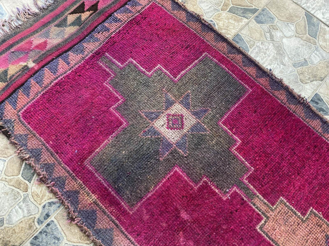 Kurdish Vintage Rug | Handmade Wool 1960s Farmhouse Tribal Antique Runner Carpet