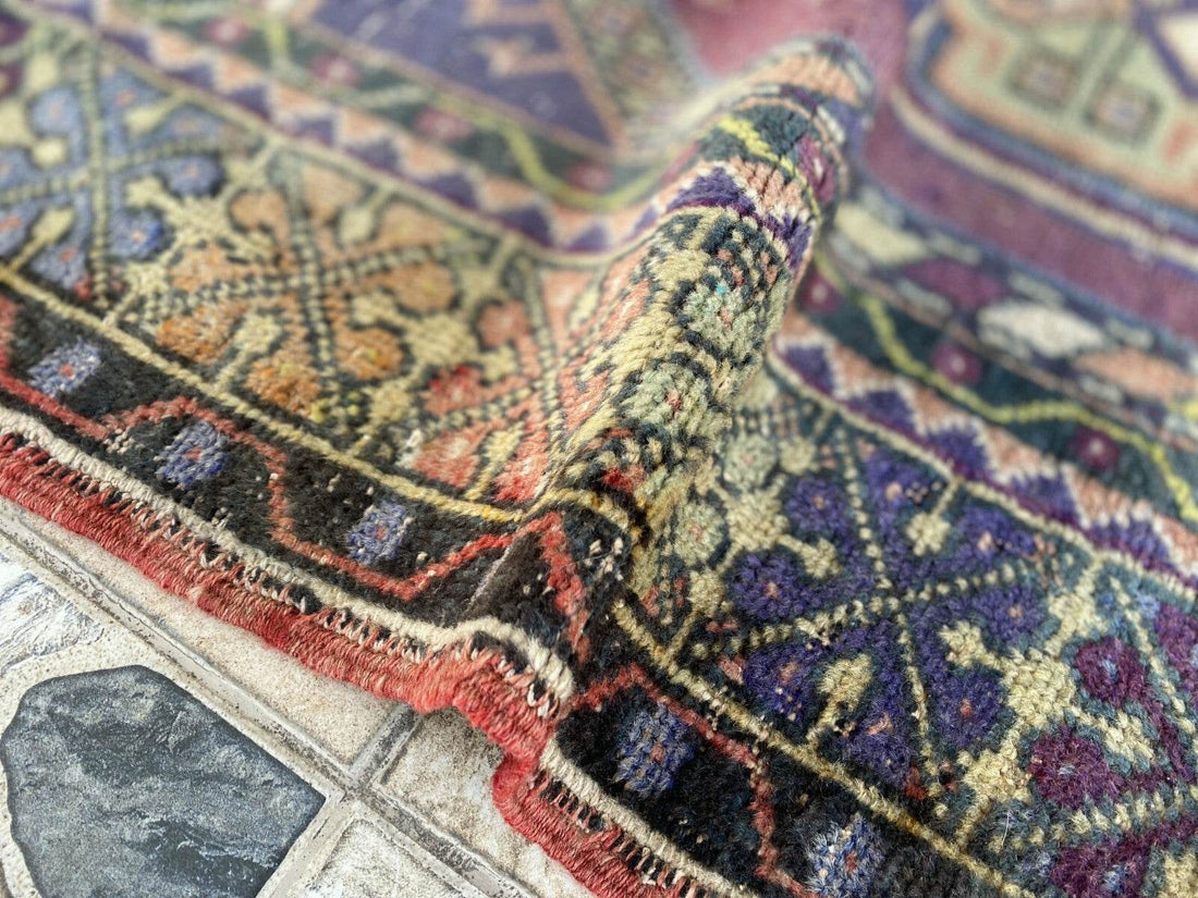 Handmade Turkish Vintage Rug | 1970s Tribal Wool Farmhouse Antique Area Carpet