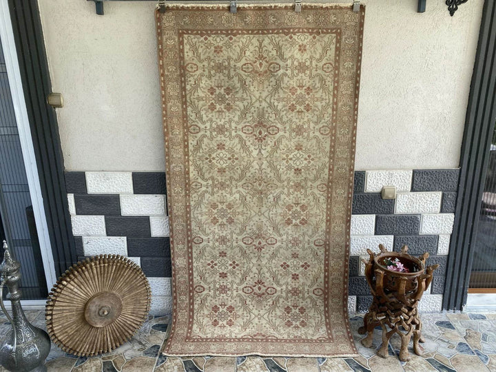 3X7FT VINTAGE WOOL RUG AREA TURKISH TRIBAL OUSHAK FARMHOUSE ORIENTAL Geometric