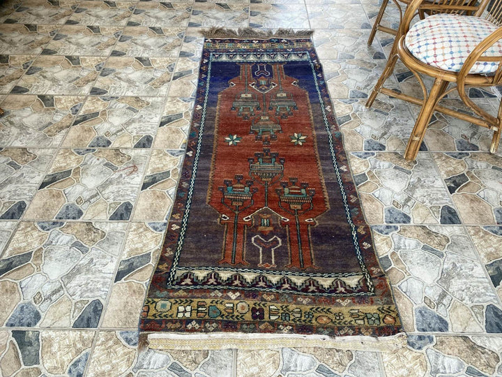 Vintage Turkish Oushak Rug | Handmade Antique Tribal Wool Farmhouse 2.8x6.9ft