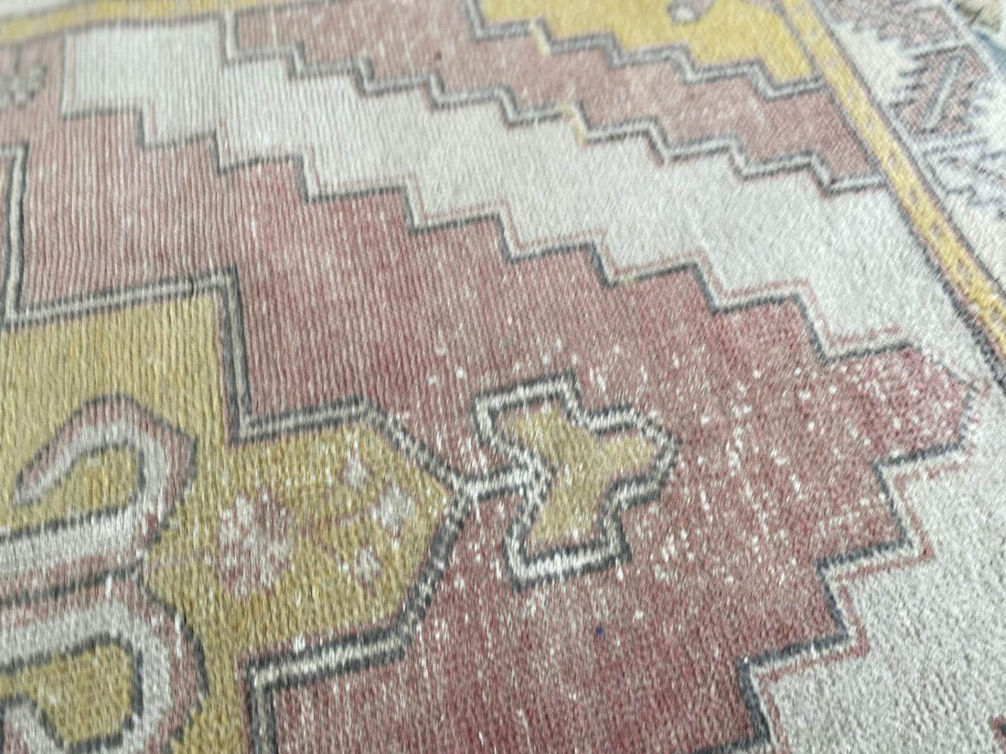 Vintage Turkish Oushak Rug, 4 x 8 ft Handmade Pink Wool Antique Tribal Area Rug