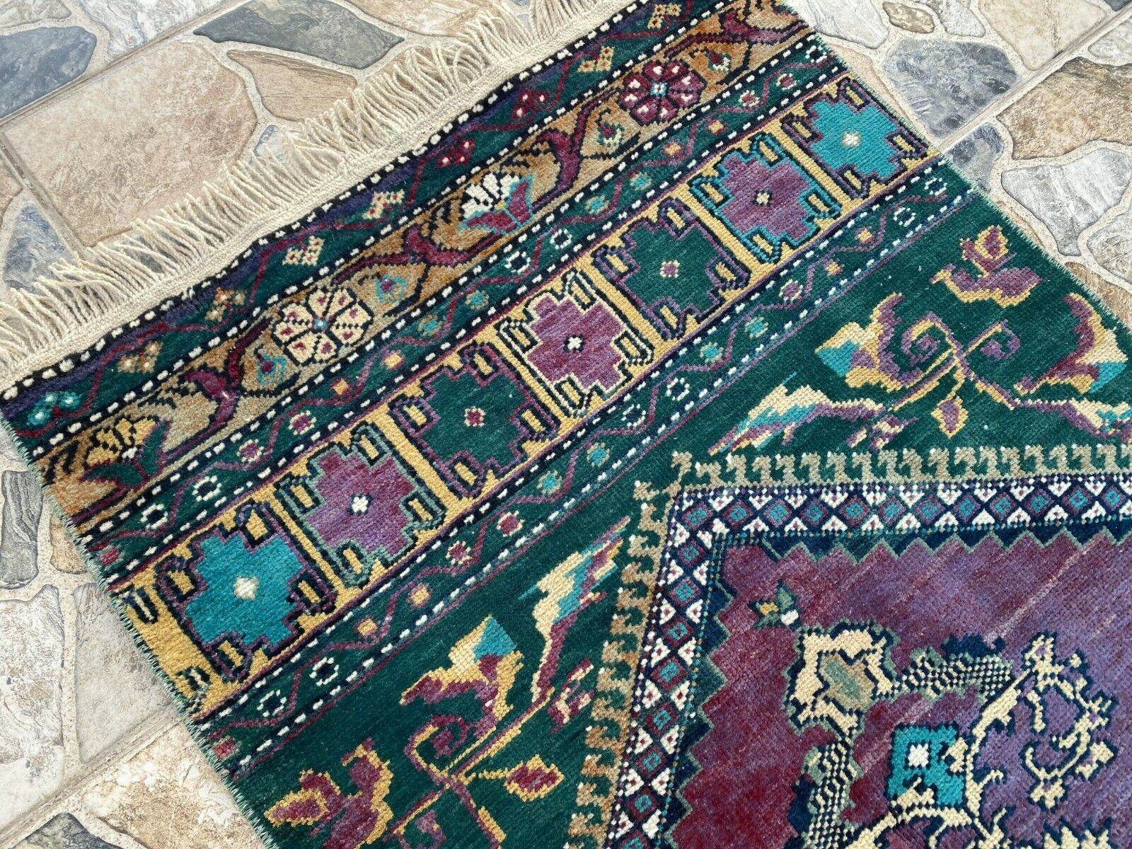 Handmade Turkish Vintage Rug | 1960s Tribal Wool Farmhouse Antique Runner Carpet