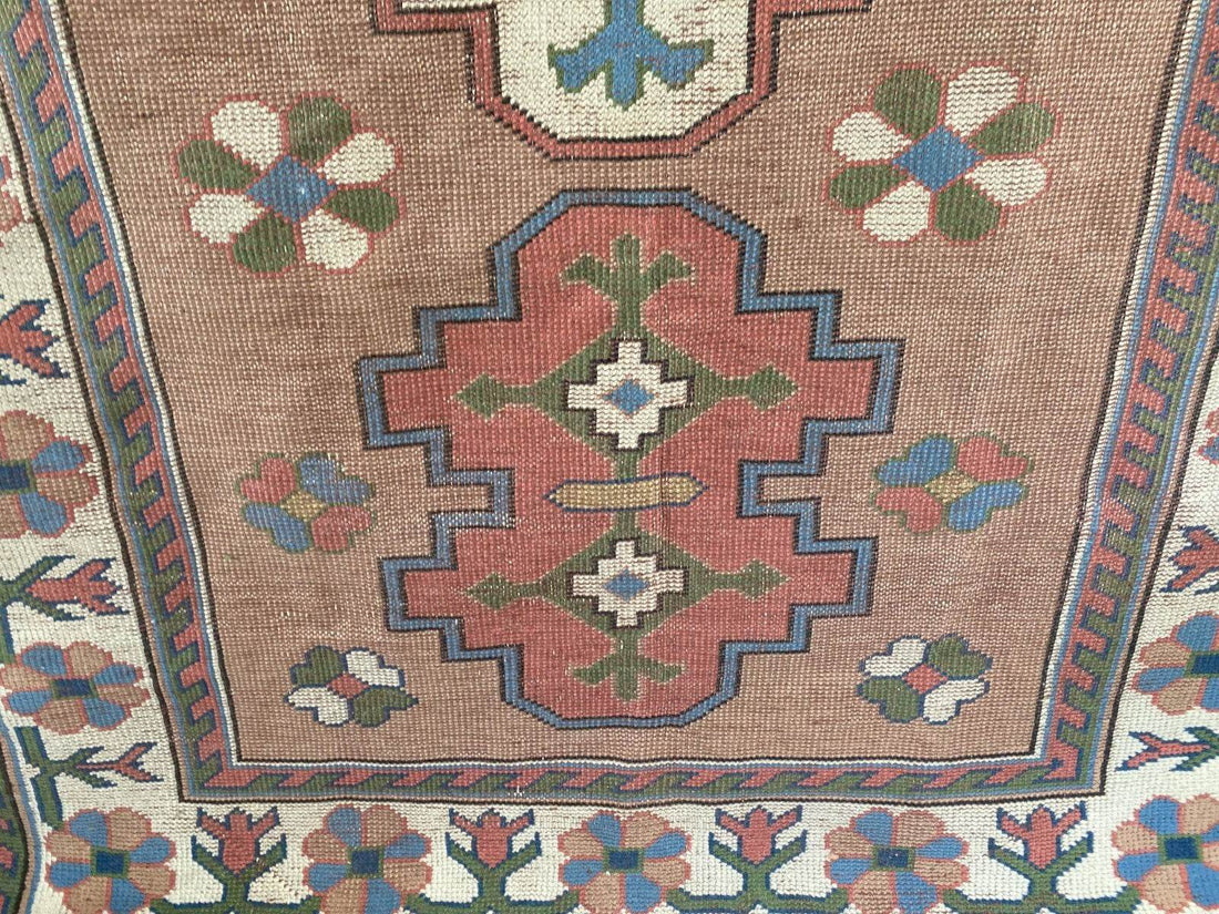 Turkish Kurdish Vintage Rug | 4.3 x 6.5 ft | Hand-knotted Anatolian Tribal Geometric