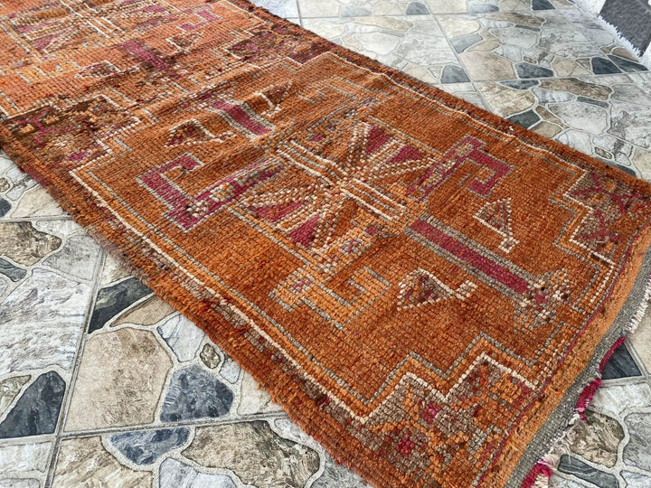 Vintage Kurdish Rug | Tribal Hand-knotted Wool Farmhouse Herki Antique 3 x 11 ft