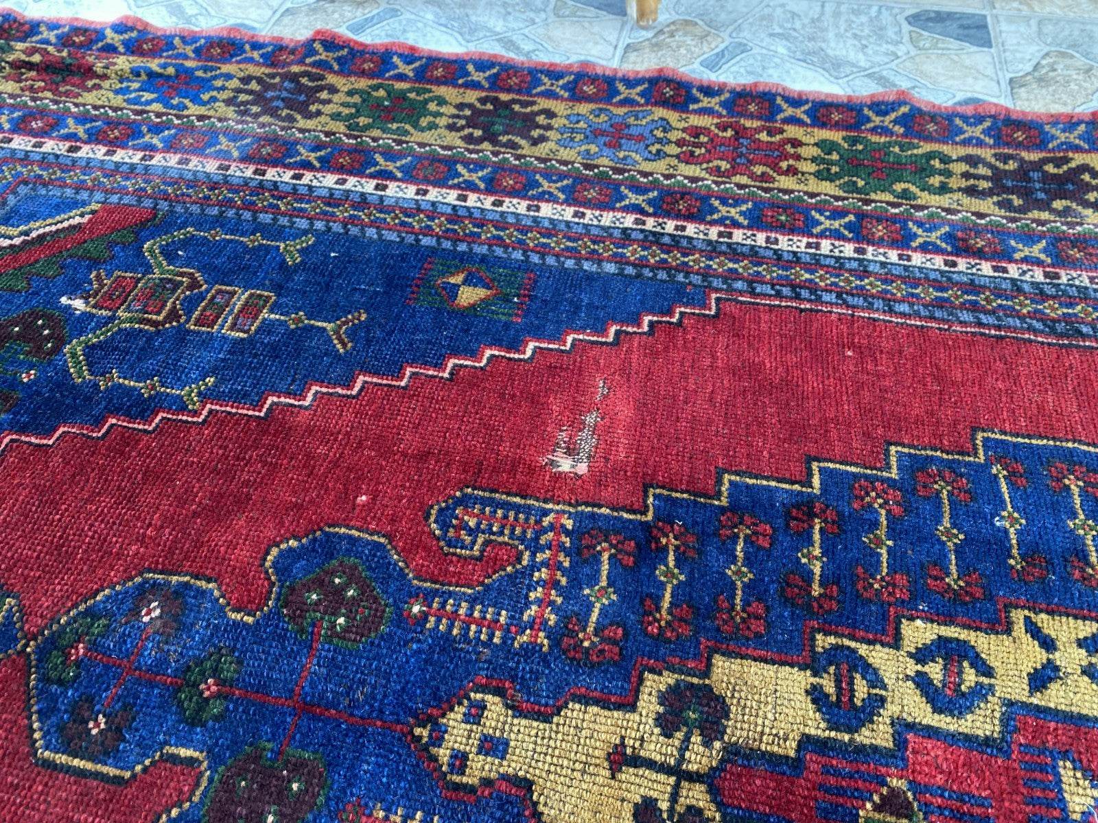 Vintage Rug | Wool Area Antique Farmhouse Anatolian Handmade Turkish Rug 5x9ft