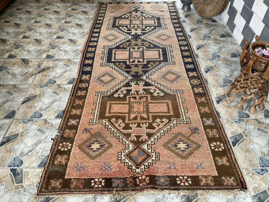 Handmade Turkish Vintage Rug | 1970s Tribal Wool Farmhouse Antique Area Carpet