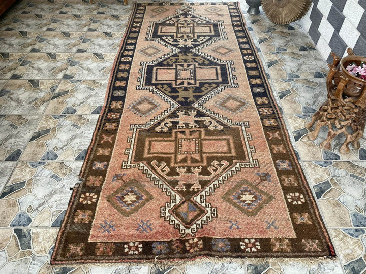 Handmade Turkish Vintage Rug | 1970s Tribal Wool Farmhouse Antique Area Carpet