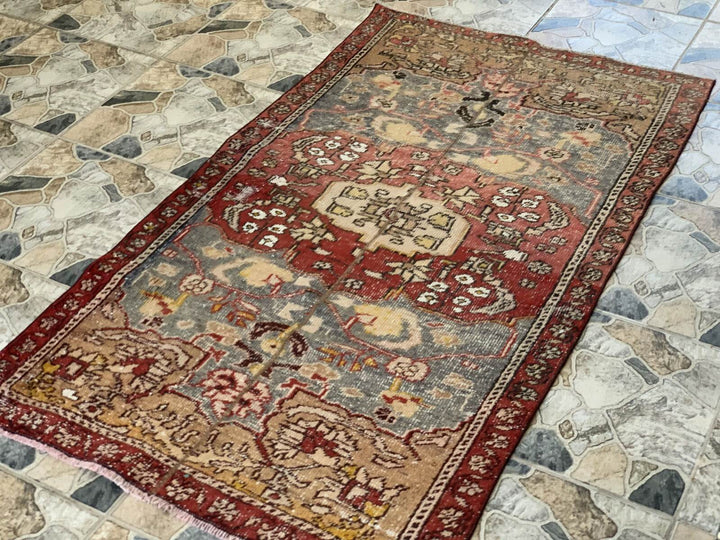 Vintage Armenian Tribal Rug | 3x6 ft | Antique Kurdish Wool Handmade Area Rug