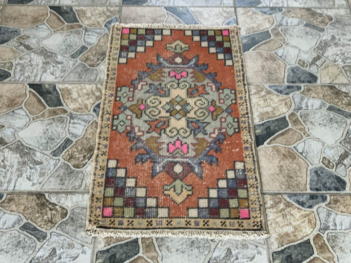 Geometric Turkish Vintage Rug * Tribal Farmhouse Anatolian HandmadeRug 1.6x2.8Ft