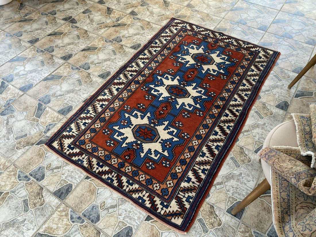 Kurdish Anatolian Wool Hand-Knotted Rug | Vintage Tribal Oushak Unique Carpet