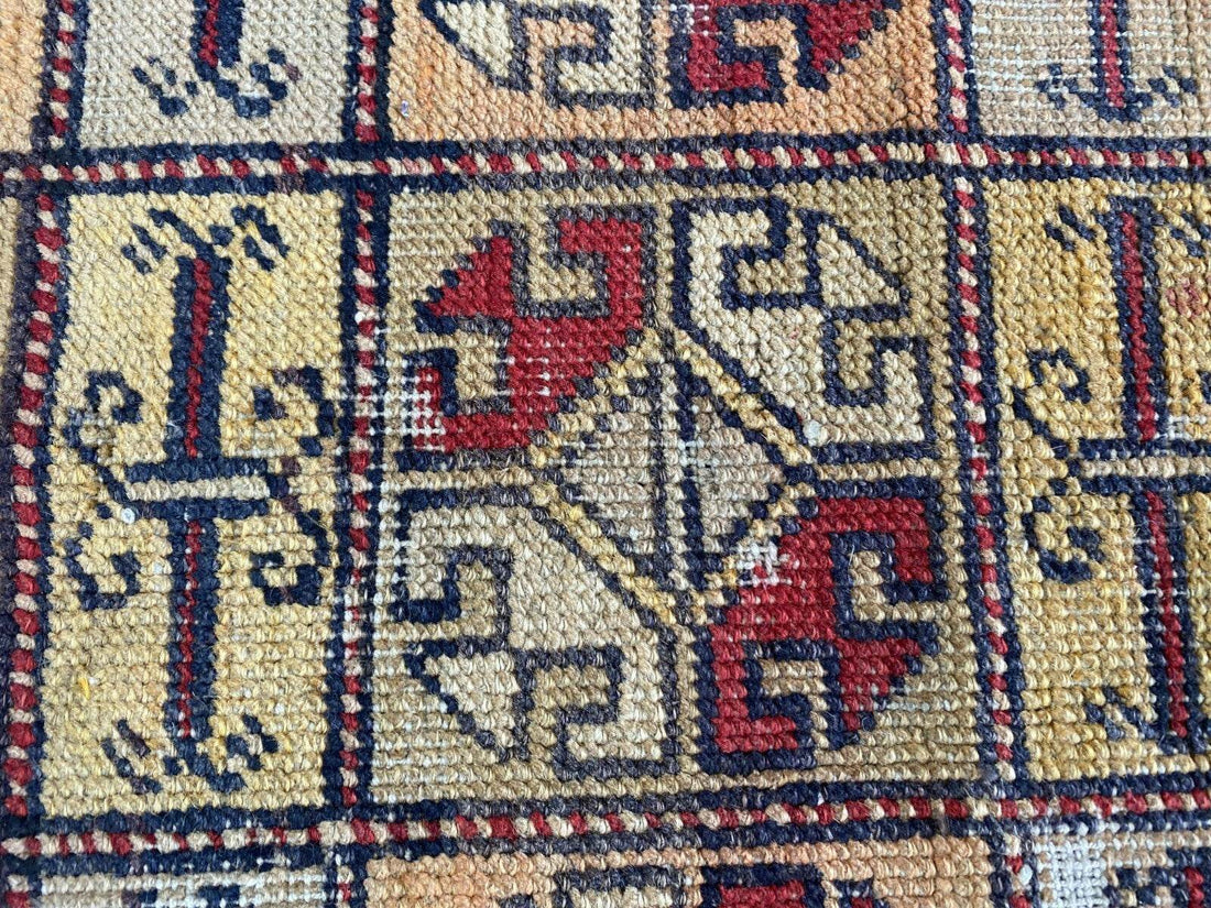 Pre 1920’s ANTIQUE ARMENIAN AREA RUG GEOMETRIC TRIBAL FARMHOUSE VINTAGE CARPET