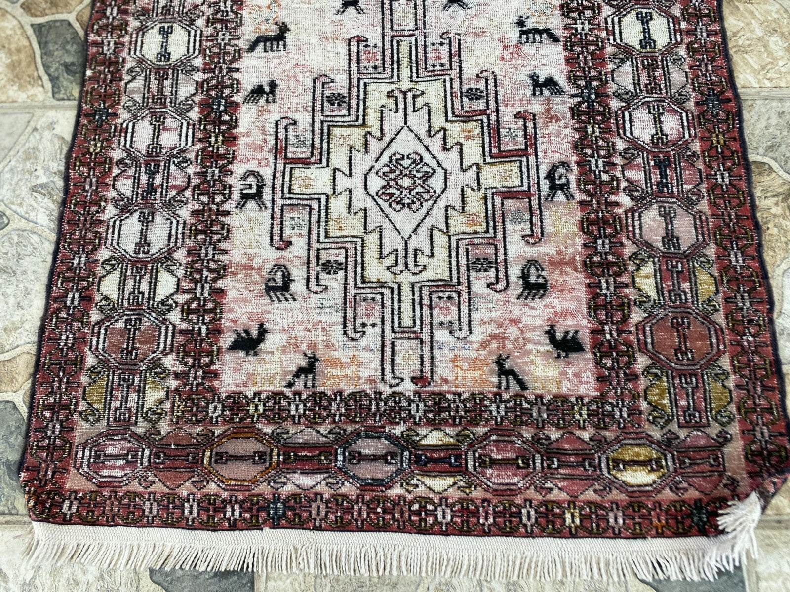 Vintage Persian Rug - 2.4x8.9 Brown Soumak Handmade Wool Antique Tribal Area Rug