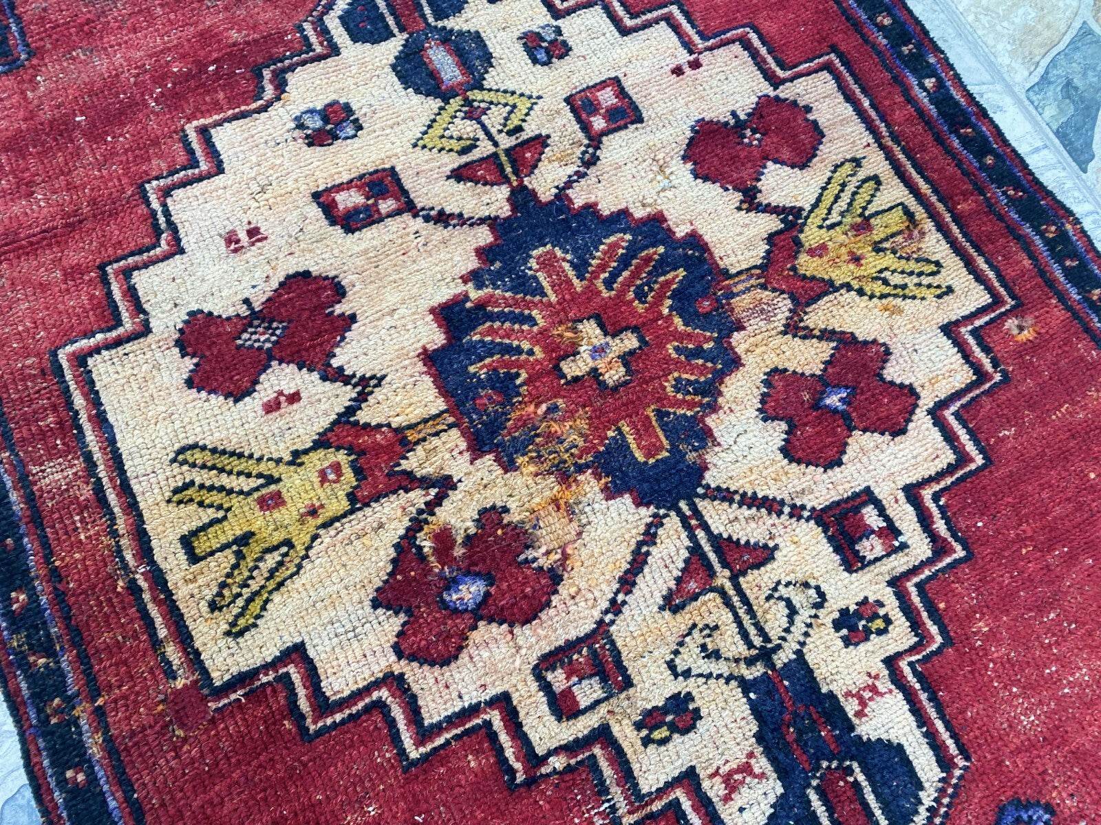 Vintage Turkish Anatolian Rug | 3 x 7.15 ft | Farmhouse Hand-Knotted Wool Carpet