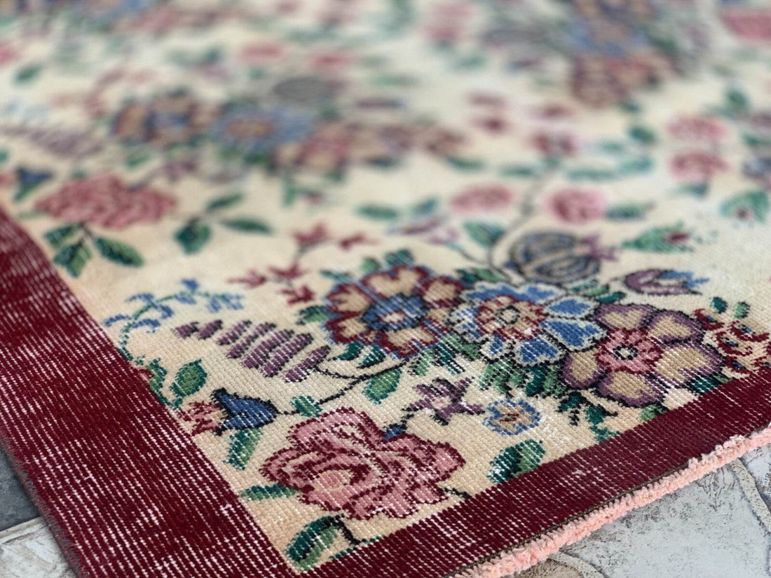 Vintage Turkish Rug | Oushak Handmade Wool Farmhouse Carpet Antique 3.3 x 5.2 ft