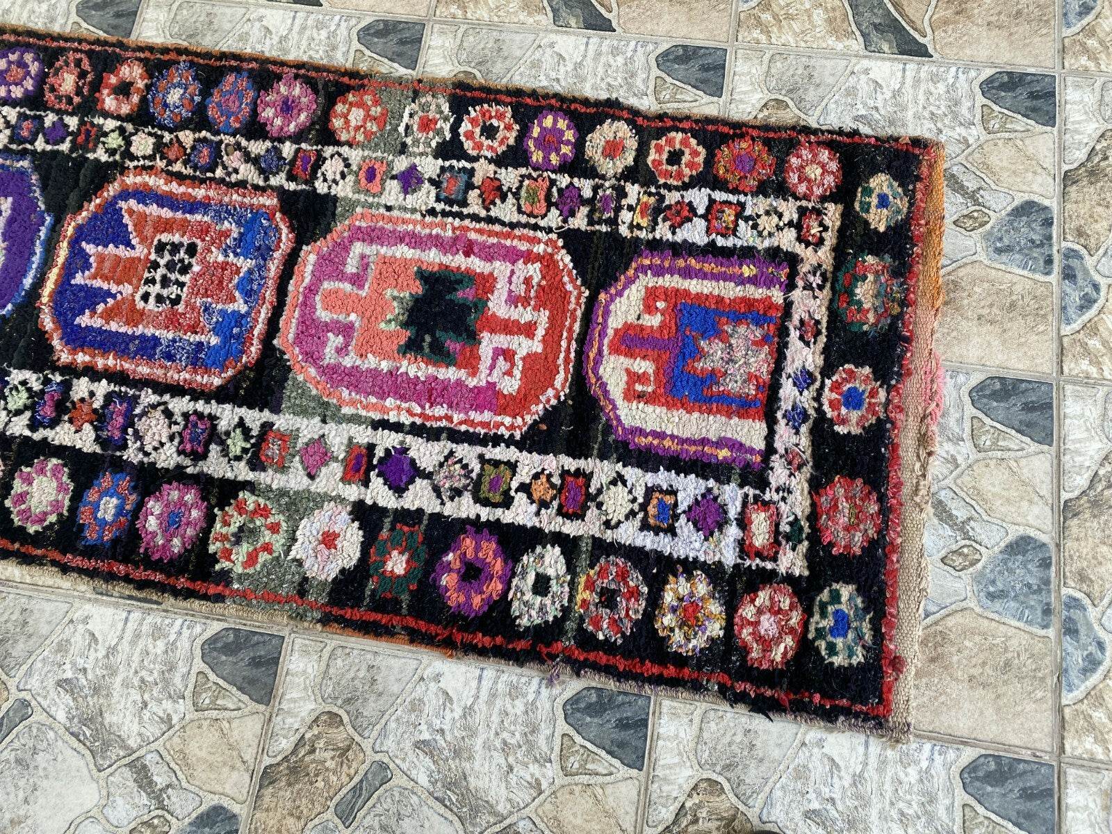 Vintage Kurdish Herki Rug | Tribal Handmade Farmhouse Antique Wool Runner Carpet