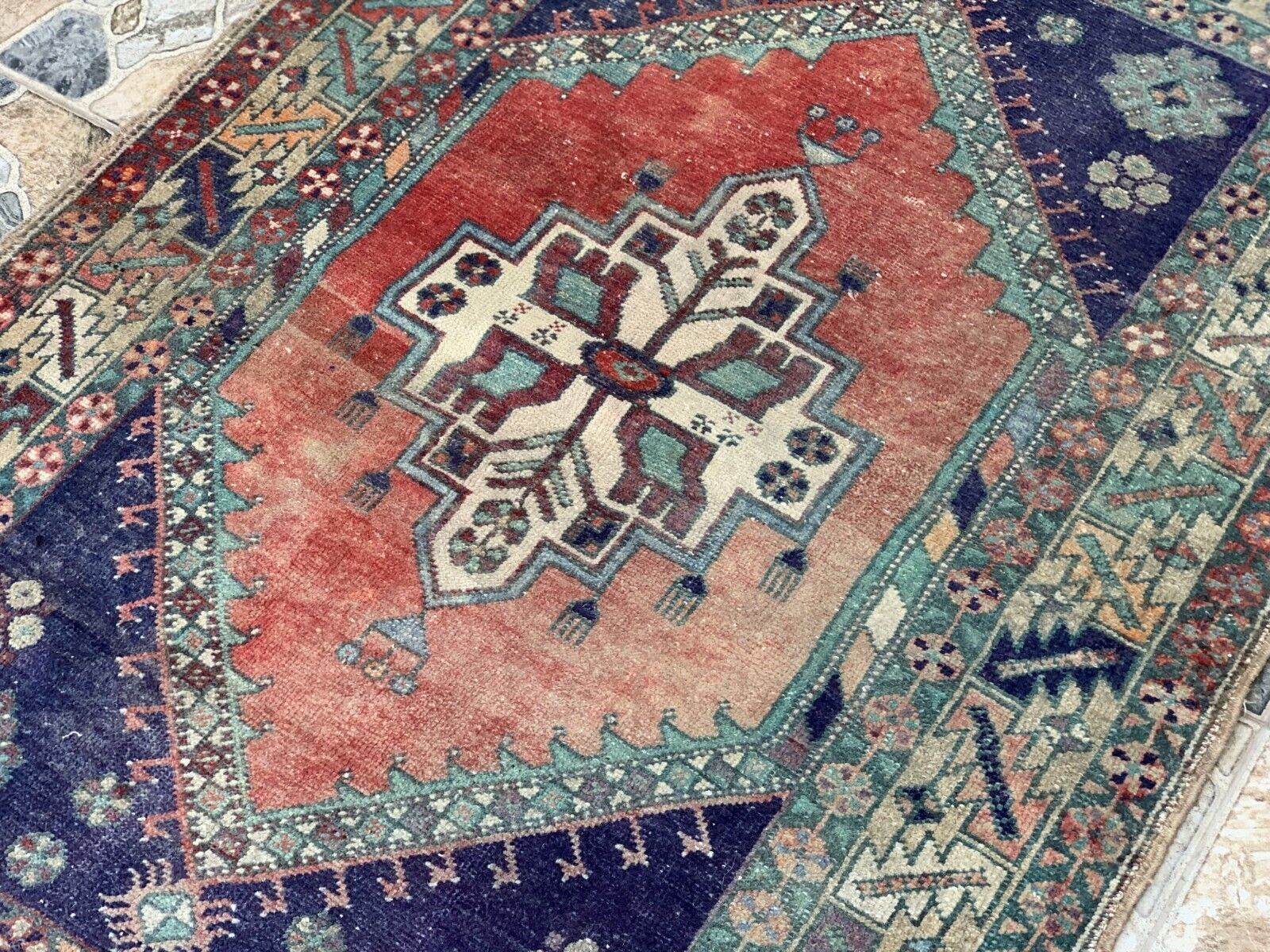 Vintage Turkish Rug | Tribal Wool Handmade Farmhouse Antique Twin 3.4ftx9.8 ft