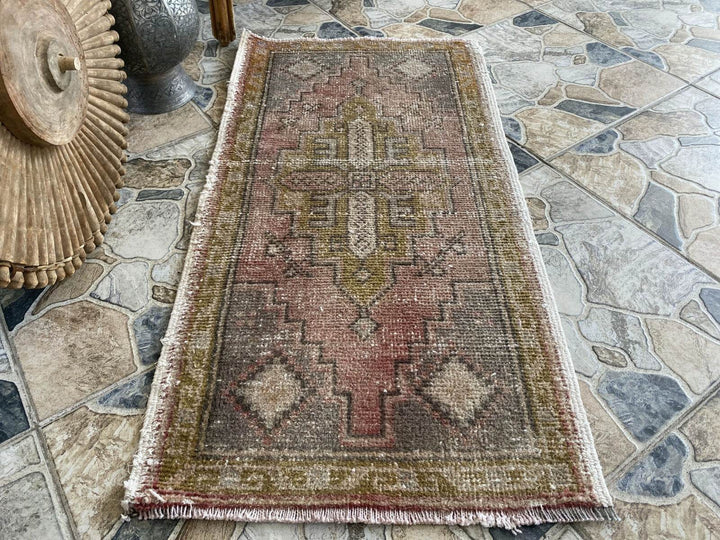 Vintage Turkish Rug 1.8 x 3.5 ft – Hand-Knotted Wool Rug, Small Anatolian Carpet