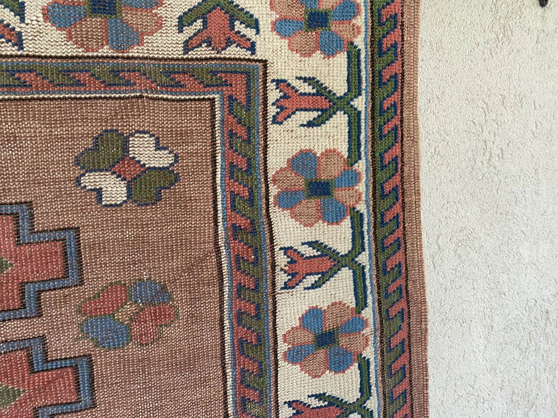 Turkish Kurdish Vintage Rug | 4.3 x 6.5 ft | Hand-knotted Anatolian Tribal Geometric