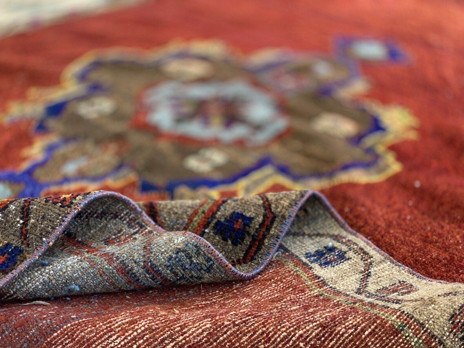 Vintage Rug, Anatolian Tribal Kilim TURKISH OUSHAK Geometric Farmhouse 4.5x9.3ft