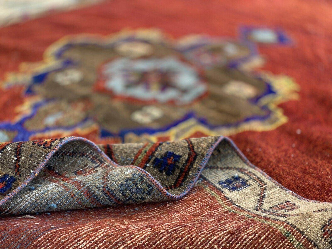 Vintage Rug, Anatolian Tribal Kilim TURKISH OUSHAK Geometric Farmhouse 4.5x9.3ft