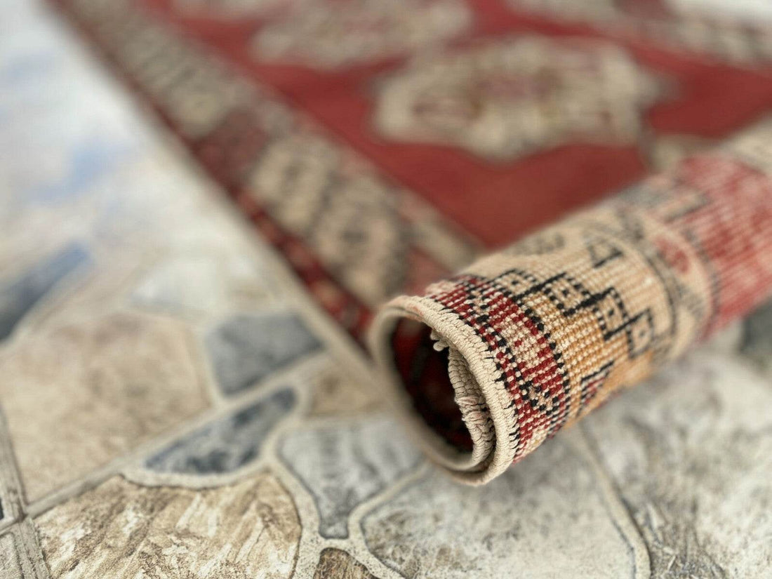 Vintage Turkish Rug | Tribal Handmade Wool Farmhouse Antique Runner 3.2ftx9.2 ft