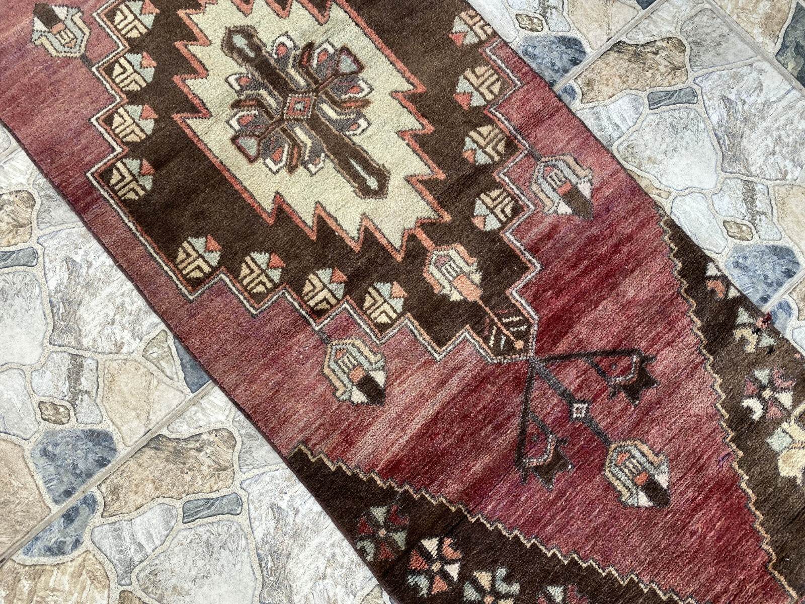Vintage Rug | Farmhouse Antique Wool Anatolian Runner Handmade Turkish 2.1x8.6ft