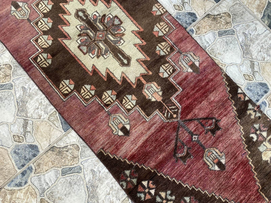 Vintage Rug | Farmhouse Antique Wool Anatolian Runner Handmade Turkish 2.1x8.6ft