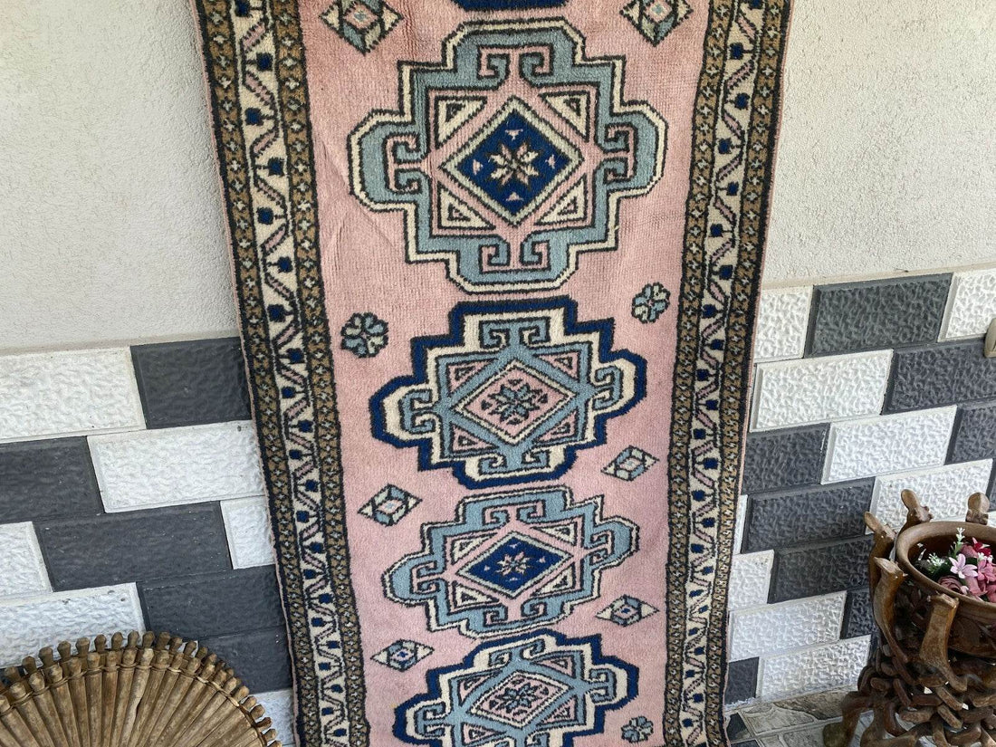 Vintage Rug | Farmhouse Antique Wool Anatolian Runner Handmade Turkish 2.7x6.3ft