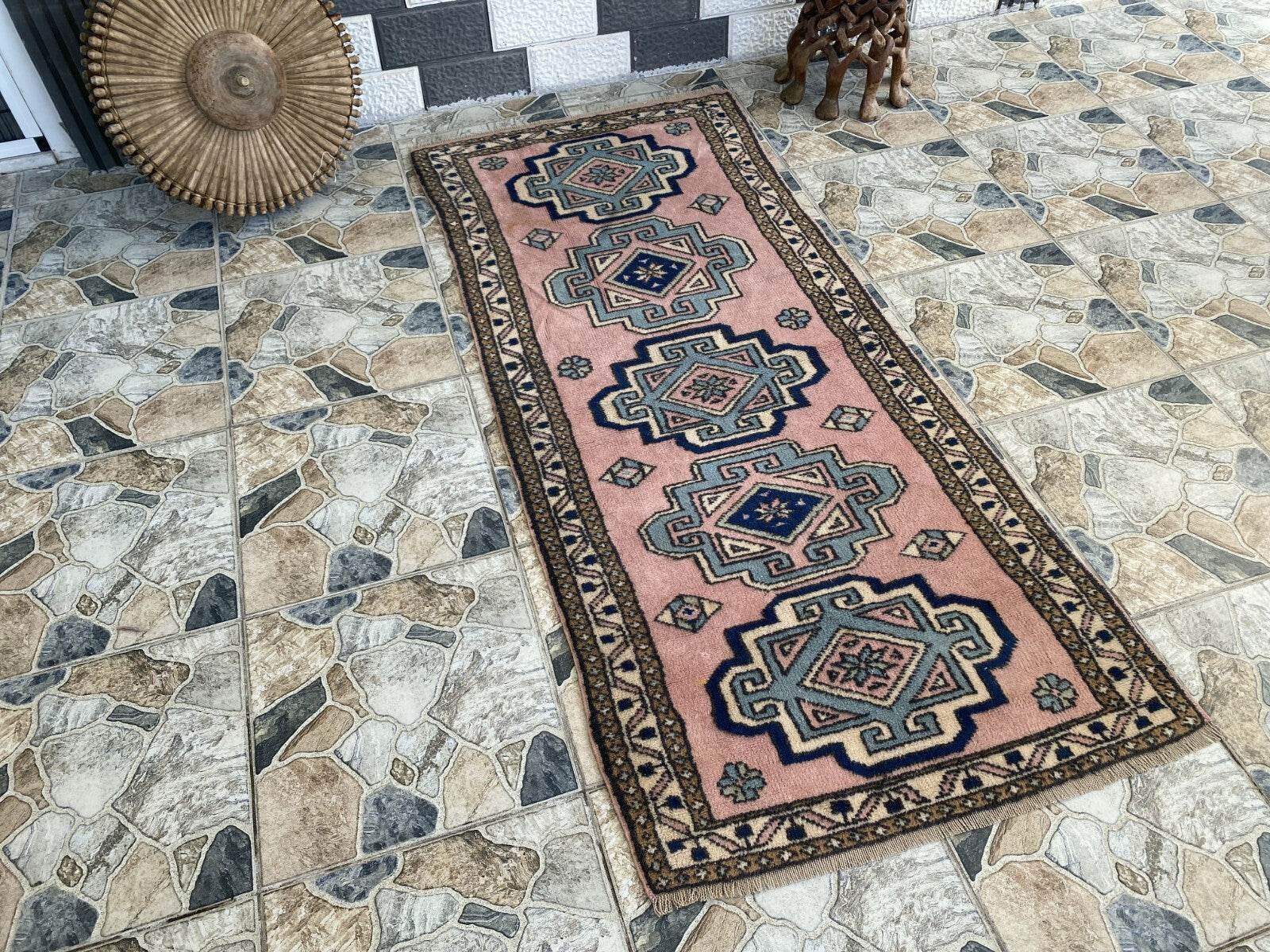 Vintage Rug | Farmhouse Antique Wool Anatolian Runner Handmade Turkish 2.7x6.3ft