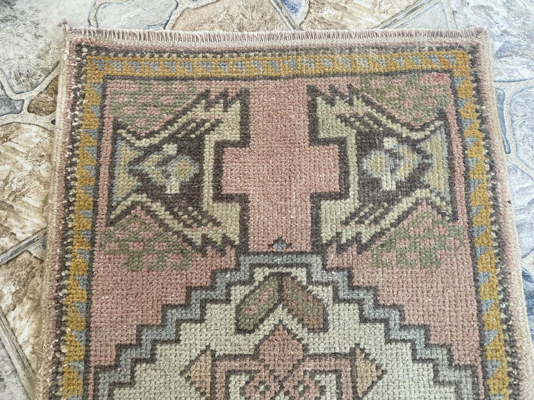 Handmade Turkish Vintage Rug | 1980s Tribal Wool Farmhouse Antique Small Carpet