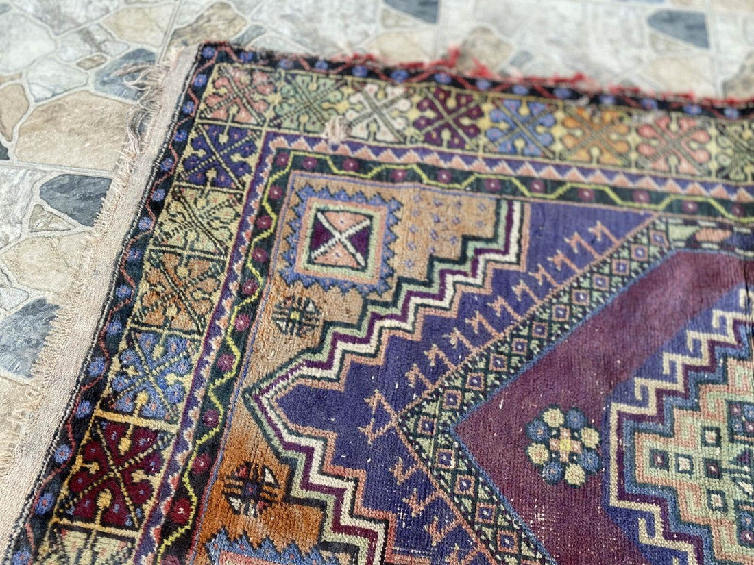 Handmade Turkish Vintage Rug | 1970s Tribal Wool Farmhouse Antique Area Carpet