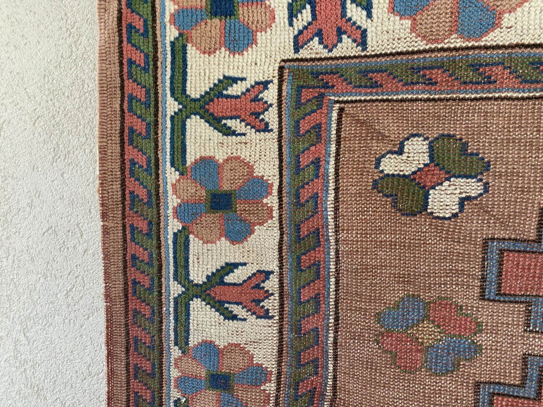 Turkish Kurdish Vintage Rug | 4.3 x 6.5 ft | Hand-knotted Anatolian Tribal Geometric