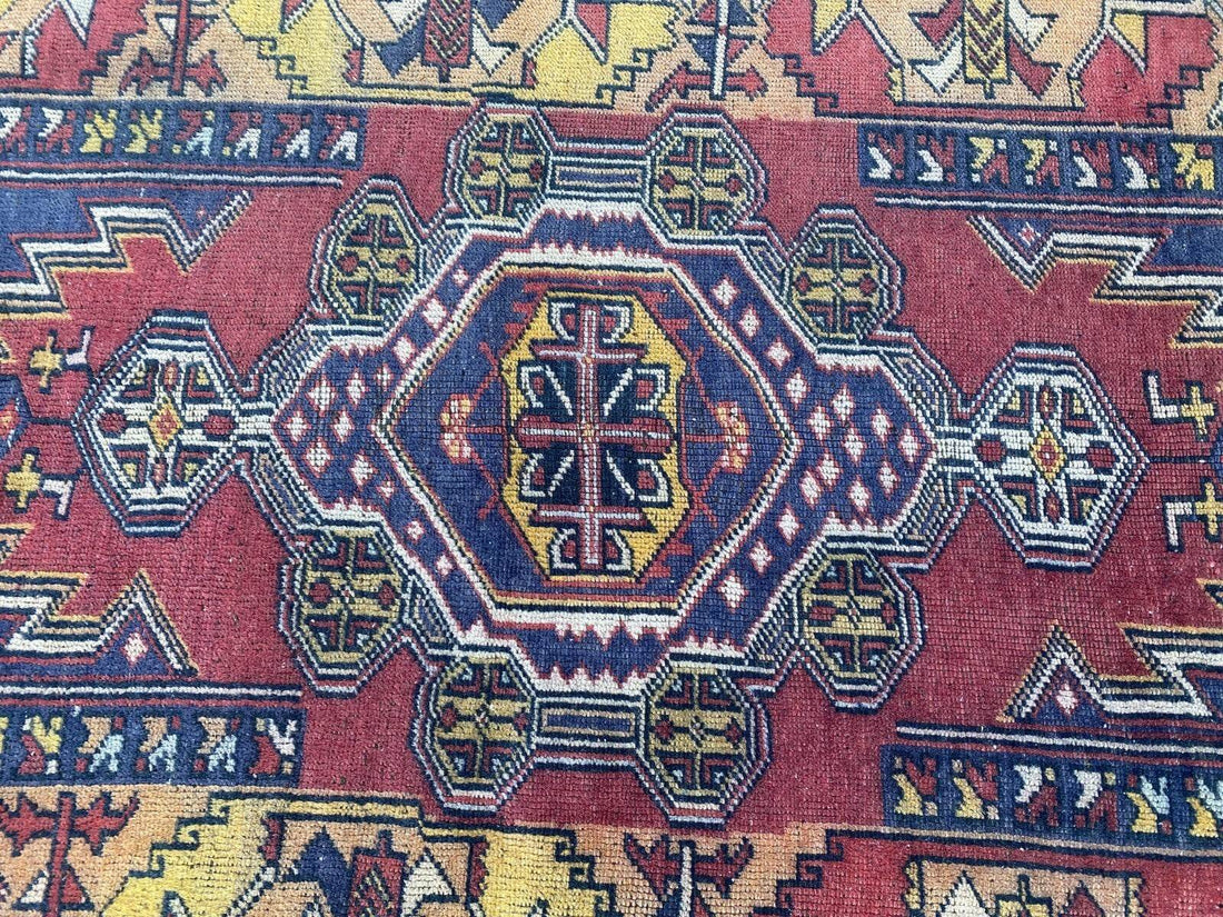 Vintage Turkish Anatolian Rug | 4 x 6.6 ft | Handknotted Geometric Wool Carpet