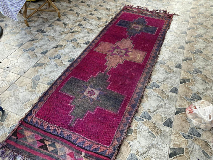 Kurdish Vintage Rug | Handmade Wool 1960s Farmhouse Tribal Antique Runner Carpet