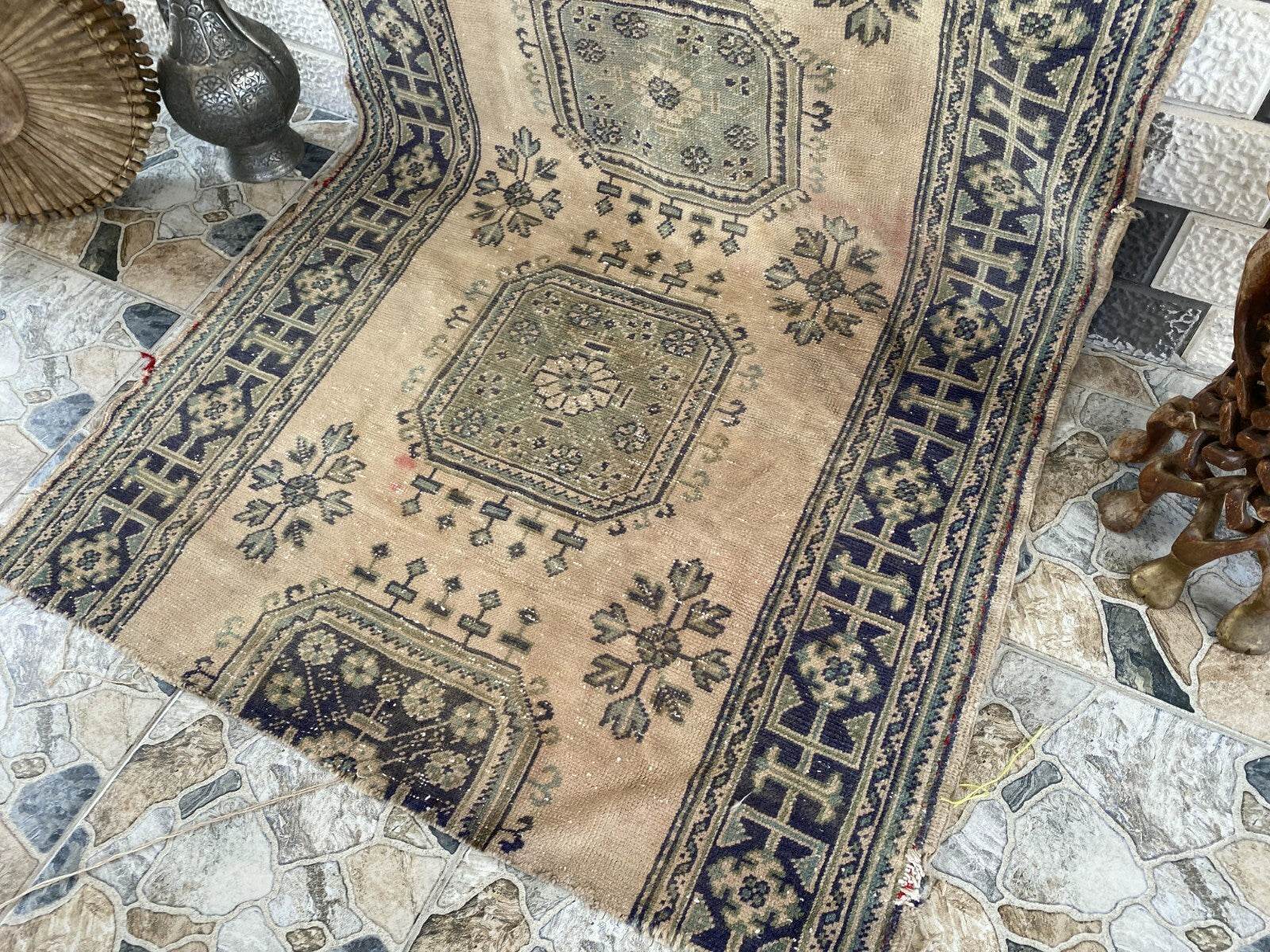 Vintage Turkish Oushak Runner | 4.33 x 9.18 ft | Hand-Knotted Wool Farmhouse Rug