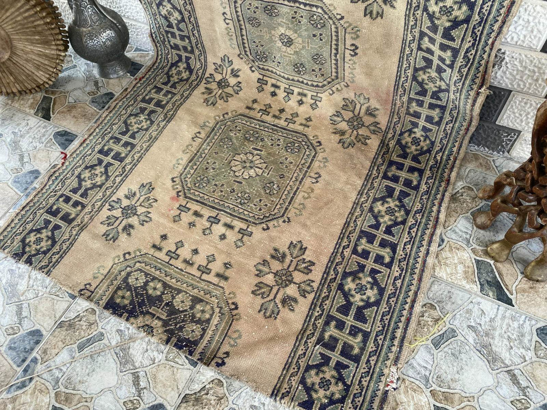 Vintage Turkish Oushak Runner | 4.33 x 9.18 ft | Hand-Knotted Wool Farmhouse Rug
