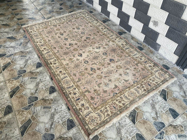 Turkish Vintage Rug | Antique Farmhouse Tribal Handmade Wool Carpet 4.1x6.9 ft