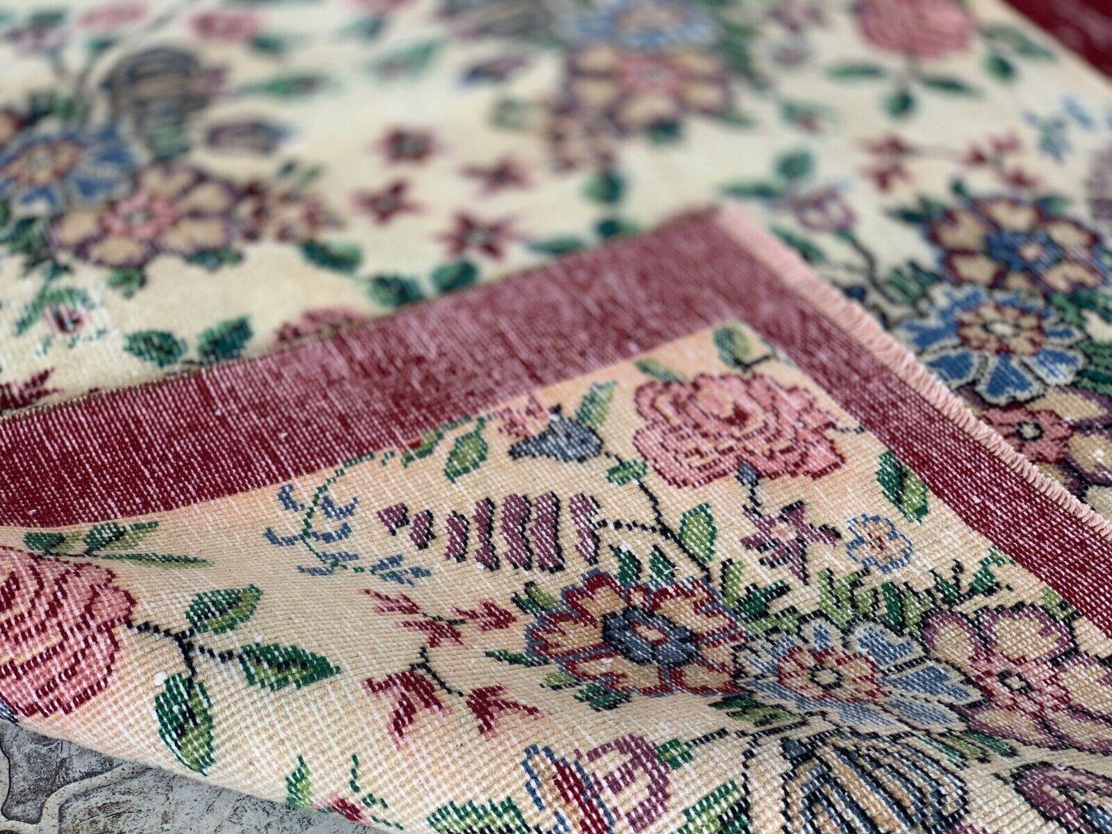 Vintage Turkish Rug | Oushak Handmade Wool Farmhouse Carpet Antique 3.3 x 5.2 ft