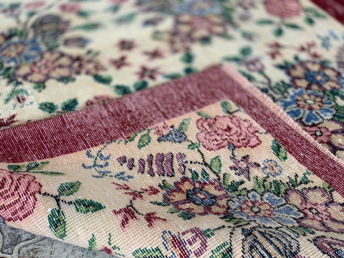 Vintage Turkish Rug | Oushak Handmade Wool Farmhouse Carpet Antique 3.3 x 5.2 ft