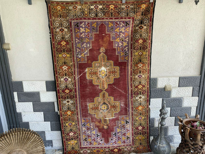 Vintage Turkish Oushak Rug | 4 x 6 ft | Farmhouse Handmade Floral Wool Area Rug